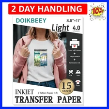 Heat Transfer Paper Upgraded Version 4.0 for T Shirts 15 Sheets, 8.5" x 11" P...