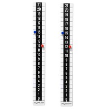 Cornhole Scoreboard Vertical Metal Decals 2 Pack with 4 Magnetic Score Keepers