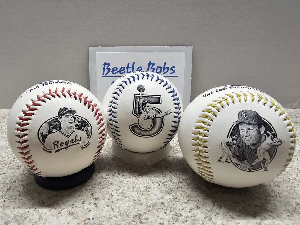George Brett Kansas City Royals MLB 1999 Fotoball Baseball Lot Of 3 - Image 4 of 4