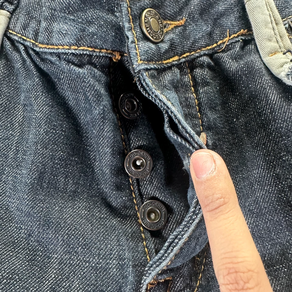 Do Jeans Mens 32x33 Blue Denim Cotton Straight Button Fly Embroidery Faded - Image 4 of 4