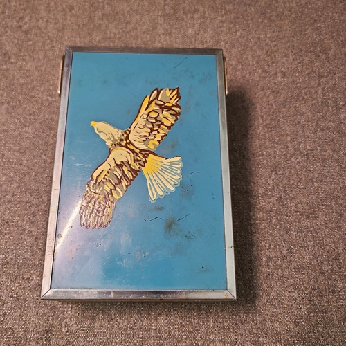 Vintage Folding Shaving Travel Kit w/ Eagle Bird, Painting 1950's 
