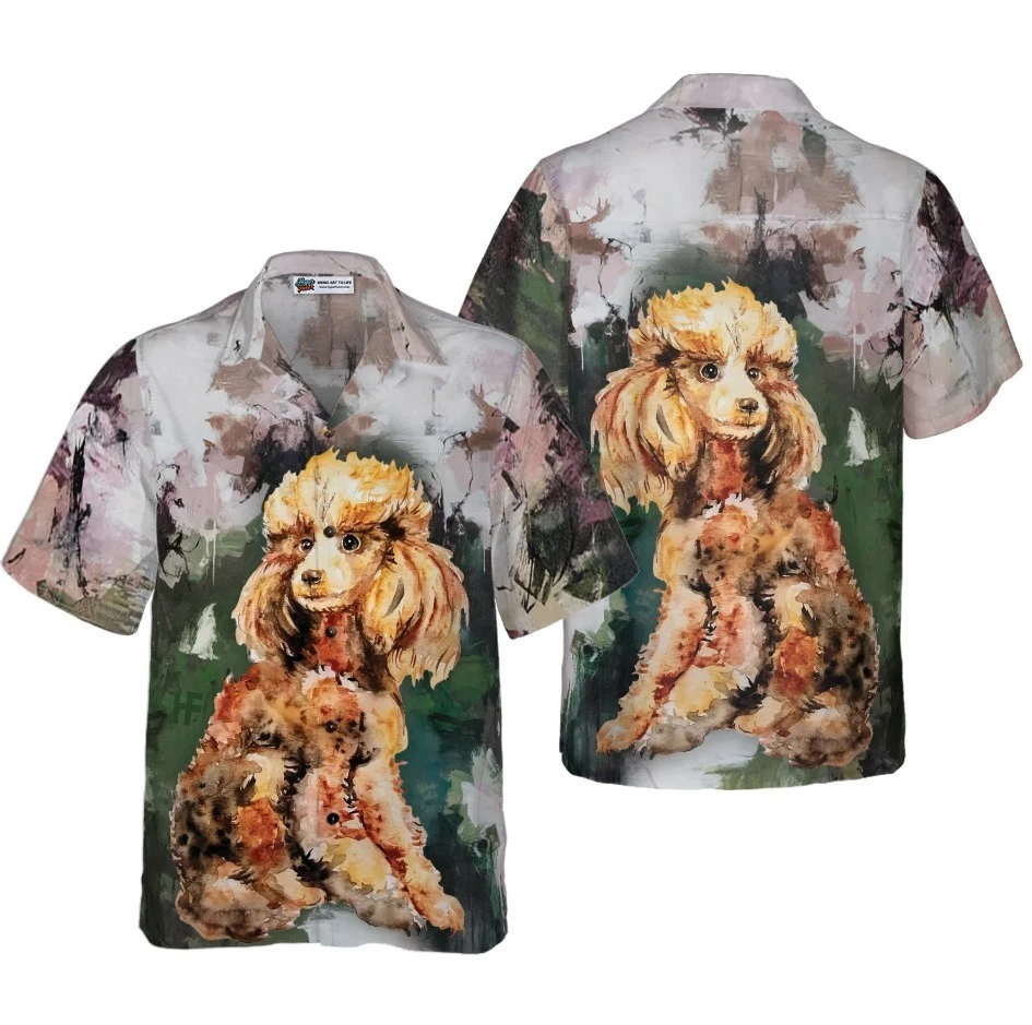 Poodle Portrait For Poodle Lovers Hawaiian Shirt, Dog And Landscape Waterbrush A