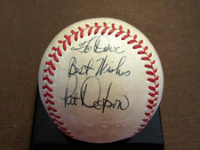 BOB UECKER CARDINALS BREWERS HOF SIGNED AUTO LEE MACPHAIL GAME USED BASEBALL JSA