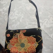 DANNY K Beverly Hills Black Green Orange Floral Tapestry Adjustable Purse USA