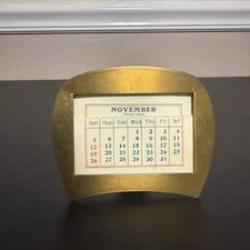 Vintage Perpetual Calendar For Desk MCM Mid Century Sleek Study Library
