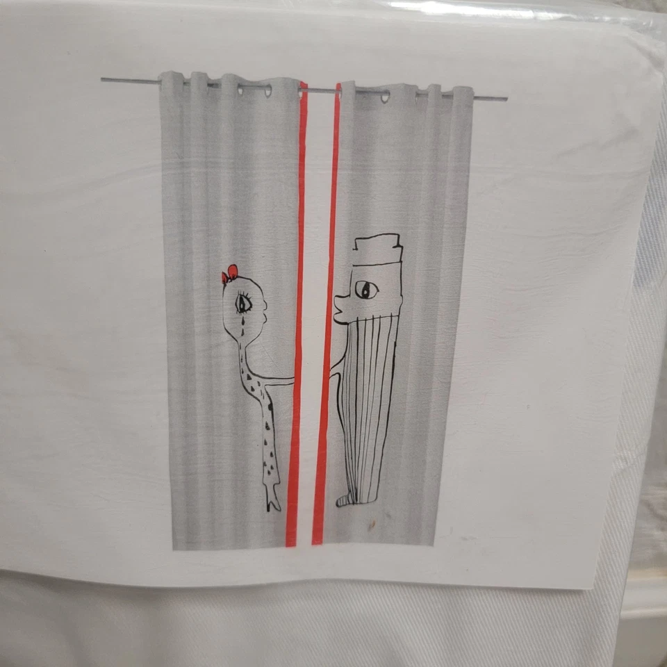 IKEA LANGOR Cortinas Blanco Rojo Negro CARITURA MARINERA 57x98" Ojales Náuticos NUEVO Foto 2 de 4