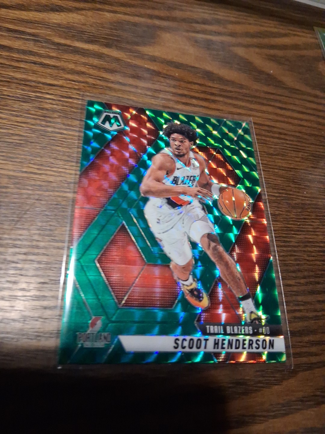 HOT! Scoot Henderson 2023-24 Mosaic Green Prizm RC #216 Rookie Card – NBA