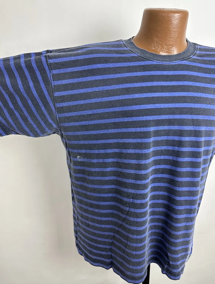 Camiseta Vintage Años 90 ESPRIT Rayas Unisex Grande Azul Marino Floral Logo Náutica Foto 4 de 4