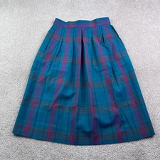 Vintage Pendleton Skirt Womens 10 Blue Plaid Wool Pleated Flannel Made in USA