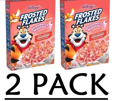 2 PACK- Kelloggs Frosted Flakes Strawberry Milkshake Cereal 11.6 Oz (Total 23.2)