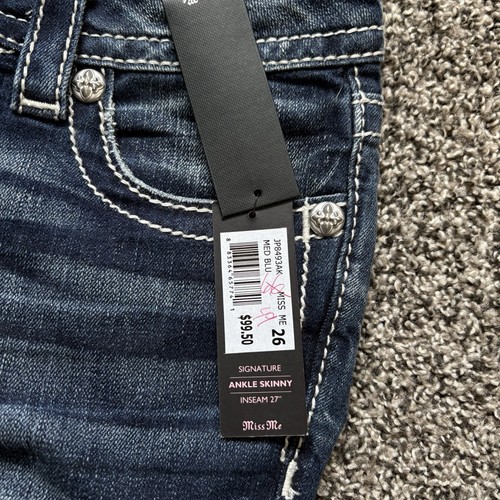 MISS ME Womens Denim Jeans Size 26 Signature Ankle Skinny New Embellished Bling - Picture 5 of 8