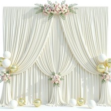 40ft x 15ft Ivory Wrinkle Free Backdrop 5' W x 15' H , 8 panels,