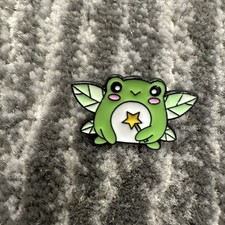 Frog Enamel Pin Green Toad Fairy Star Wand Cute Spring Brooch Backpack Hat New