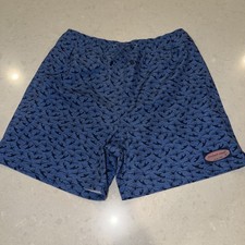 Vineyard Vines Chappy Swim Trunks Boys Large 4" Inseam Blue Navy Airplane Print