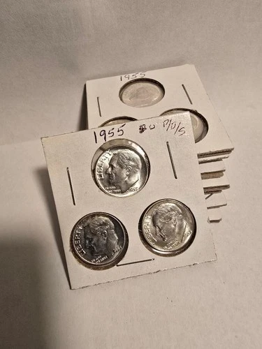 1955 P D S Roosevelt three Dime year set CH BU LUSTER! 90% Silver US