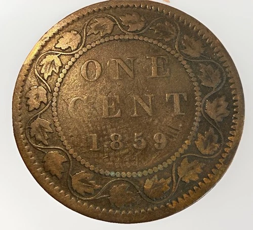 1859 1 Cent Canada Rare - Narrow 9/ Inverted 9