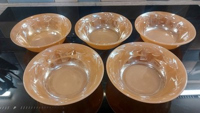 5er Set Vintage Anchor Hocking Fire-King Pfirsich Glanz Geschirr Dessertschalen