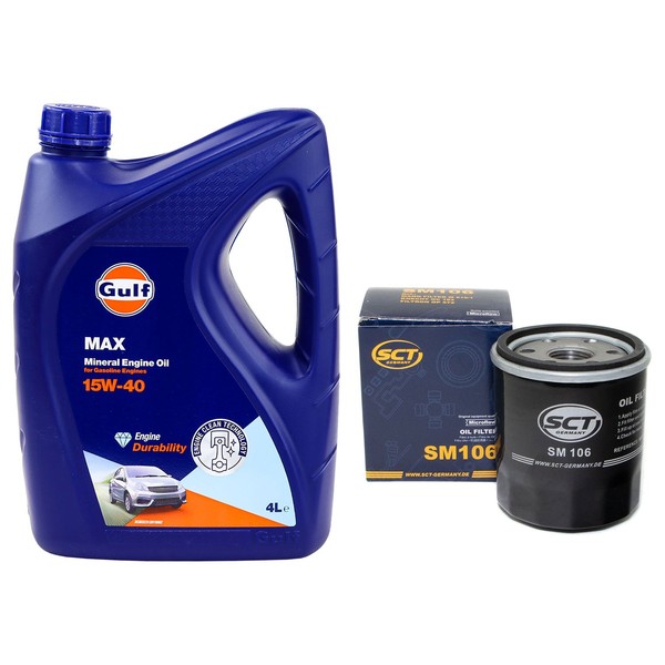 MotoröL Set Gulf Max 15W-40 4 Liter + ÖLfilter FüR Suzuki Toyota Avensis VW Taro-image