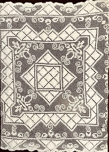 1930s Vintage 66"x84" Cream Swedish Needle Lace Cotton Tablecloth