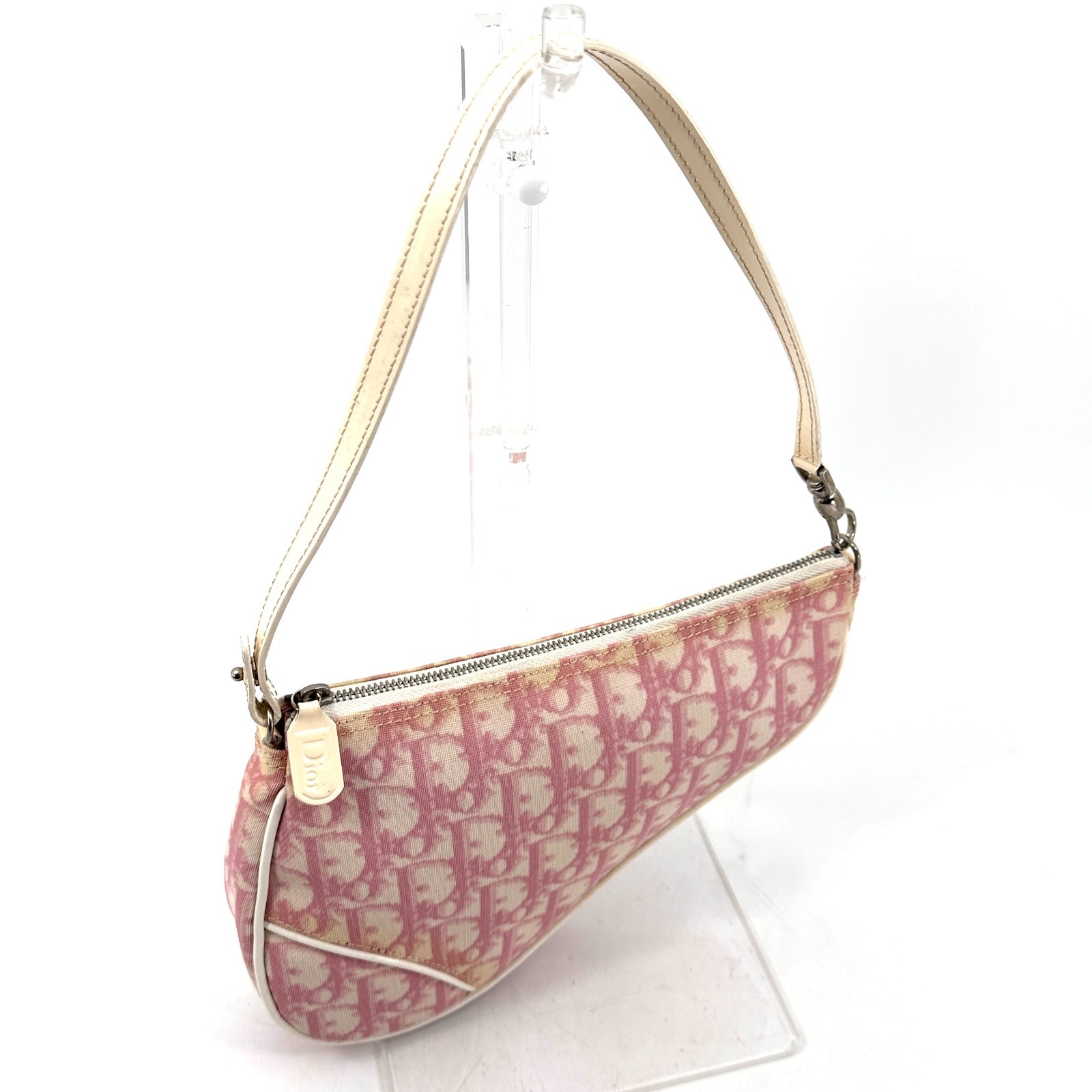 DIOR Pink Trotter Saddle Bag PVC Leather Purse Authentic thumbnail 11