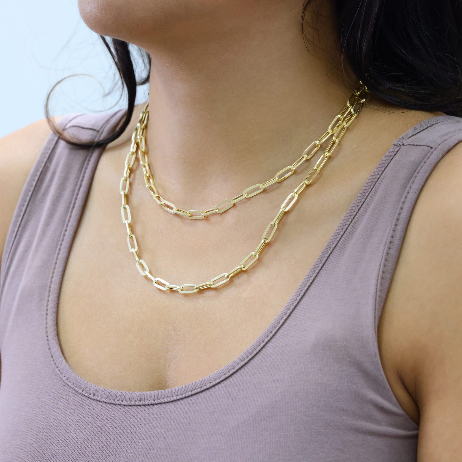 10k Yellow Gold 5mm Paperclip Chain Rolo Dainty Link Cable Necklace Womens 16"