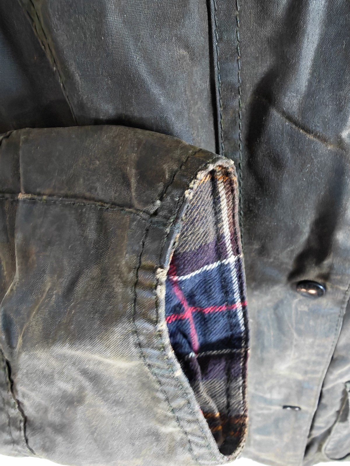 Barbour Classic Beadnell Wax Jacket Olive Women's Size UK 10 US 6 Tartan image 8