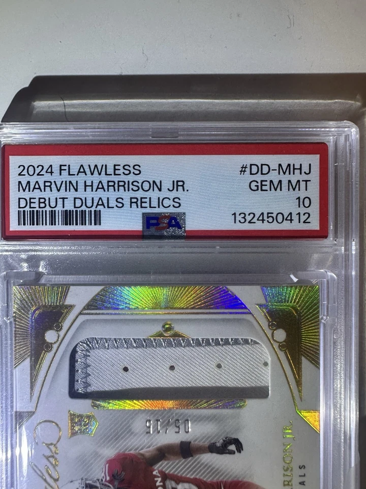 2024 impecable Marvin Harrison Jr. Debut Duals Relic-PSA Gem Mint 10 Foto 3 de 4