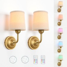 Set 2 lampade da parete a batteria con paralume in lino dimmerabile a distanza