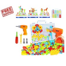 Safe & Engaging 193-Piece Design and Drill Set - Ideal STEM Gift for Kids 3-8