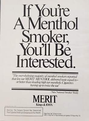 1978 Merit Cigarettes Kings & 100s Low Tar Menthol Print Ads