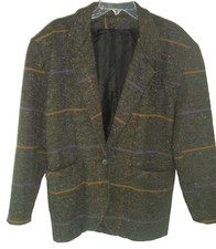 Vtg Blazer Michael Lewis Textured Blanket Jacket Xl Usa Padded Shoulders Grunge