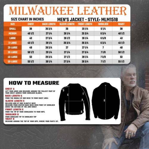 Milwaukee Leather 1518 Mens 'Scoundrel' Vintage Crazy Horse Brown Leather Jacket - Picture 3 of 14