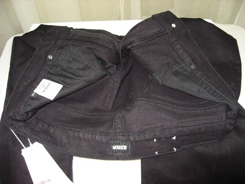 Jeans uomo Hudson Blake zip Fly slim gamba dritta nuovi con etichette taglia 33 in nero $ 198 NUOVI - Foto 9 di 12