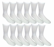 12 PK of Yacht  Smith Kids Premium Cotton Crew Socks White 6-8 - Boys Crew Sock