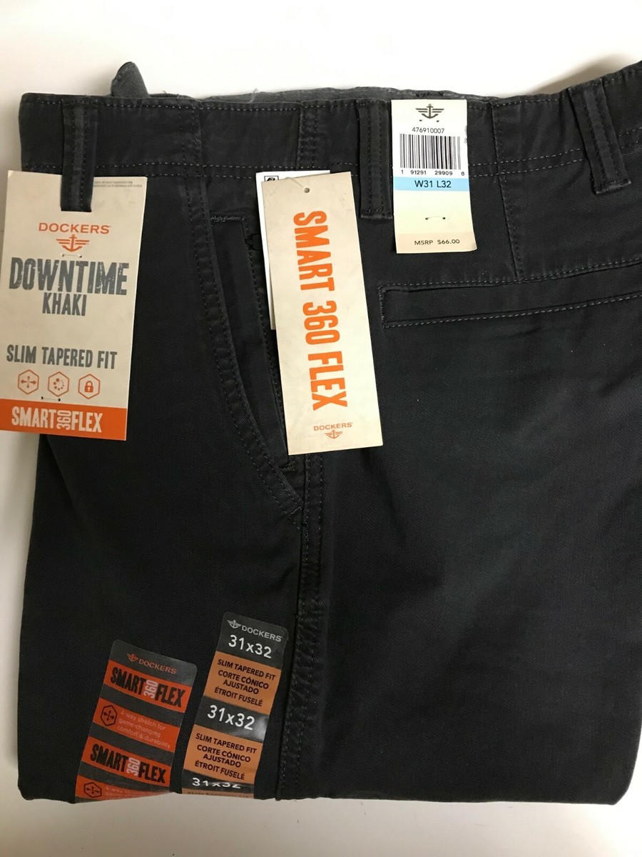 Dockers Men's Gray Downtime Khakis $39 OFF Slim Fit Size 28 Waist x 30 or  32 NEW | eBay