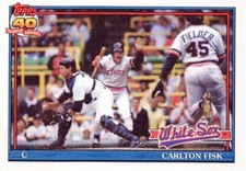 1991 Topps #170 Carlton Fisk Dark Topps Logo Variation