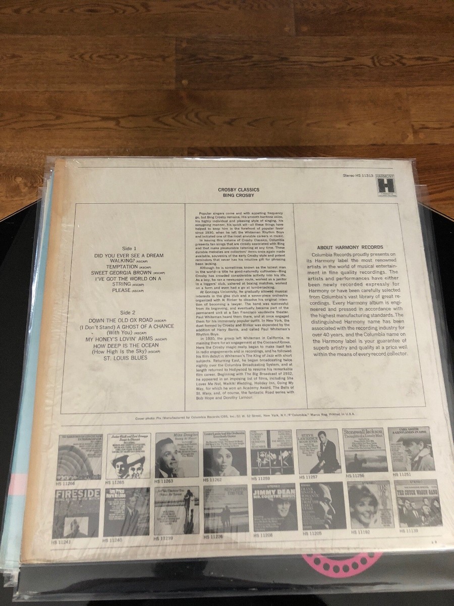 Mint- Bing Crosby Crosby Classics Harmony Records Shrink Wrap LP