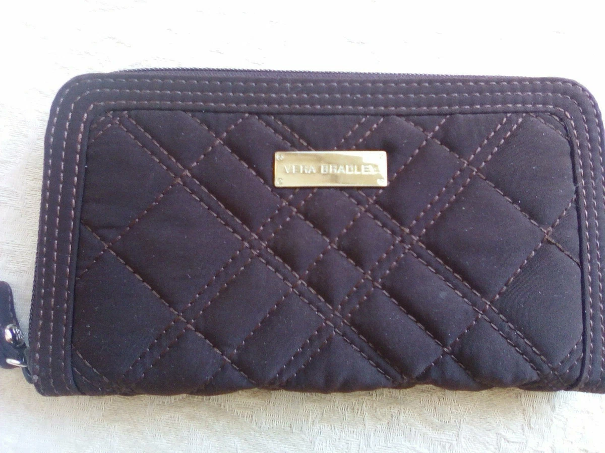 Vera Bradley Quilted Brown Fabric Large Zip Around Wallet Zebra Interior  4.5x7.5 | eBay