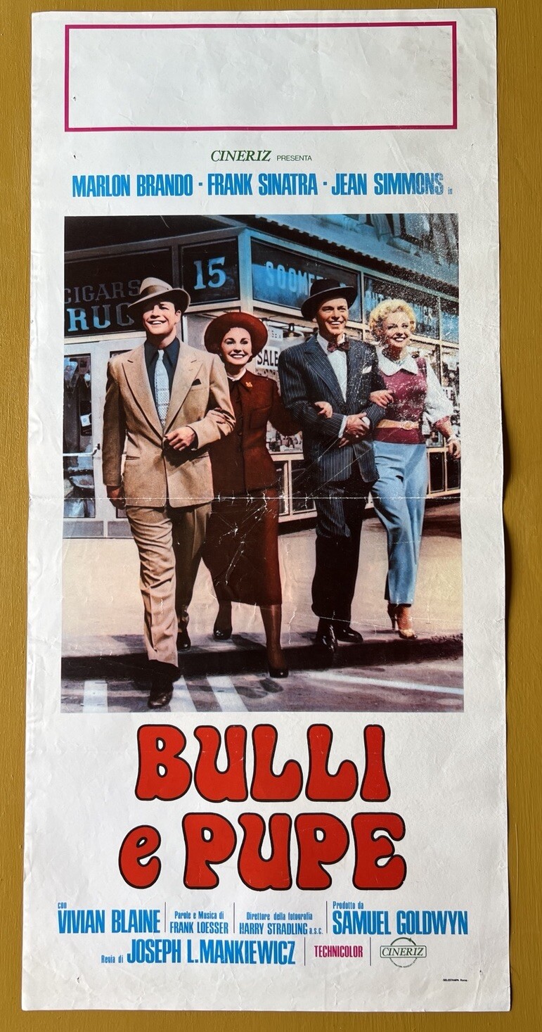 Locandina originale film Bulli e pupe (1955) - Regia di Joseph L. Mankiewicz