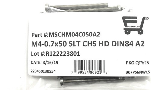 (25) M4-0.7 x50 Stainless Steel Slotted Cheese Head Machine Screw DIN84 A2 M4x50 - Picture 3 of 5