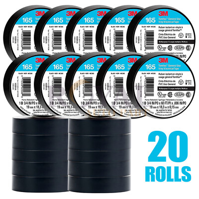 #ad 20 3M 165 TEMFLEX 3 4quot;x 60#x27; BLACK ELECTRICAL TAPE $30.88