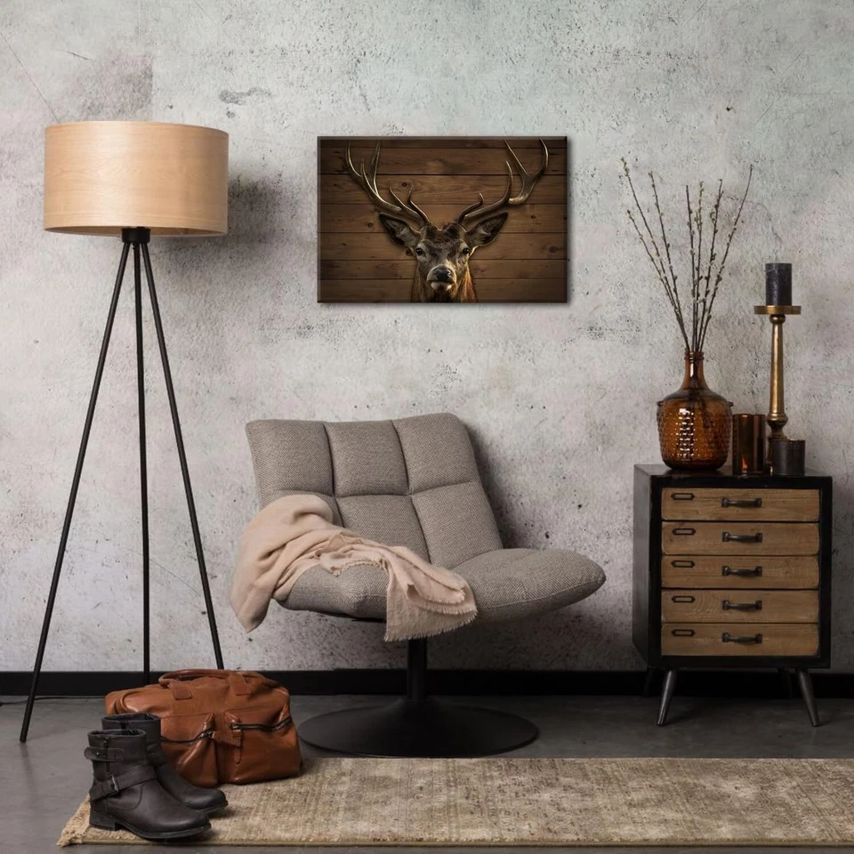 "Cuadros de ciervos decoración rústica, arte de vida silvestre para sala 16x24""" Foto 3 de 4