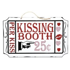 Kissing Booth Sign Valentine's Day Outdoor Indoor Wood Plaque 13 x 8.25