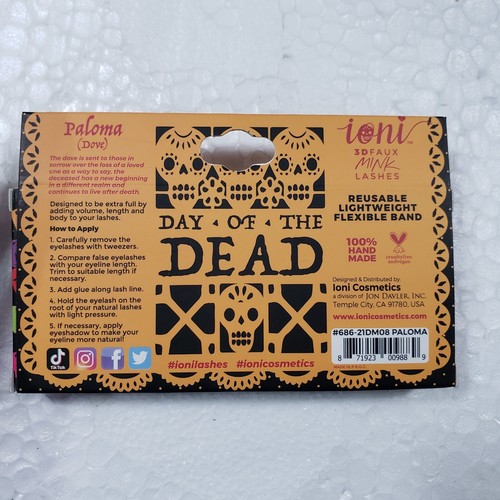 Ioni Cosmetics 3D Faux Mink Lashes Reusable Handmade Day of the Dead SEE VIDEO - Picture 18 of 30