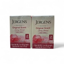 2 Packs 4 Bars Total Jergens Cherry Almond Mild Soap Original Scent