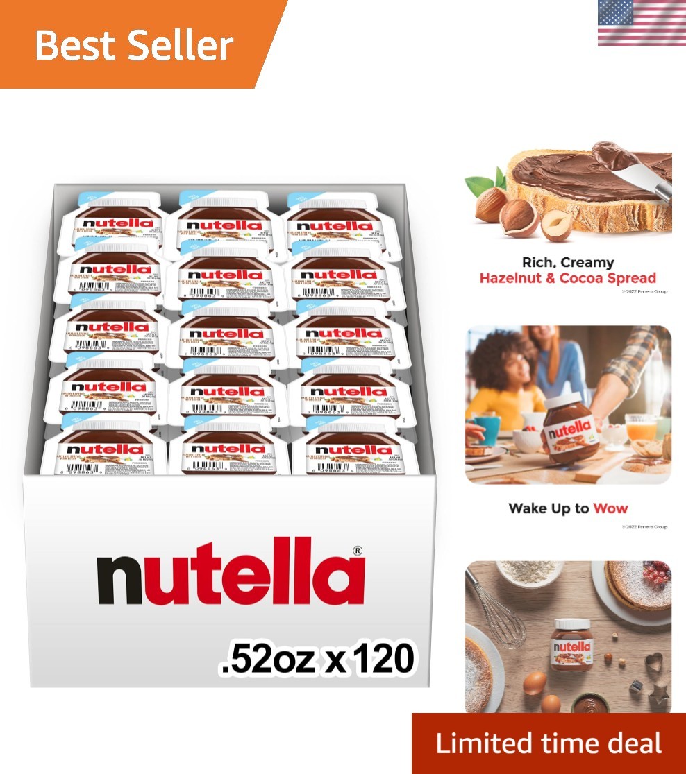 Creamy Hazelnut and Cocoa Spread - 120 Single-Serve Cups for Baking & Breakfast