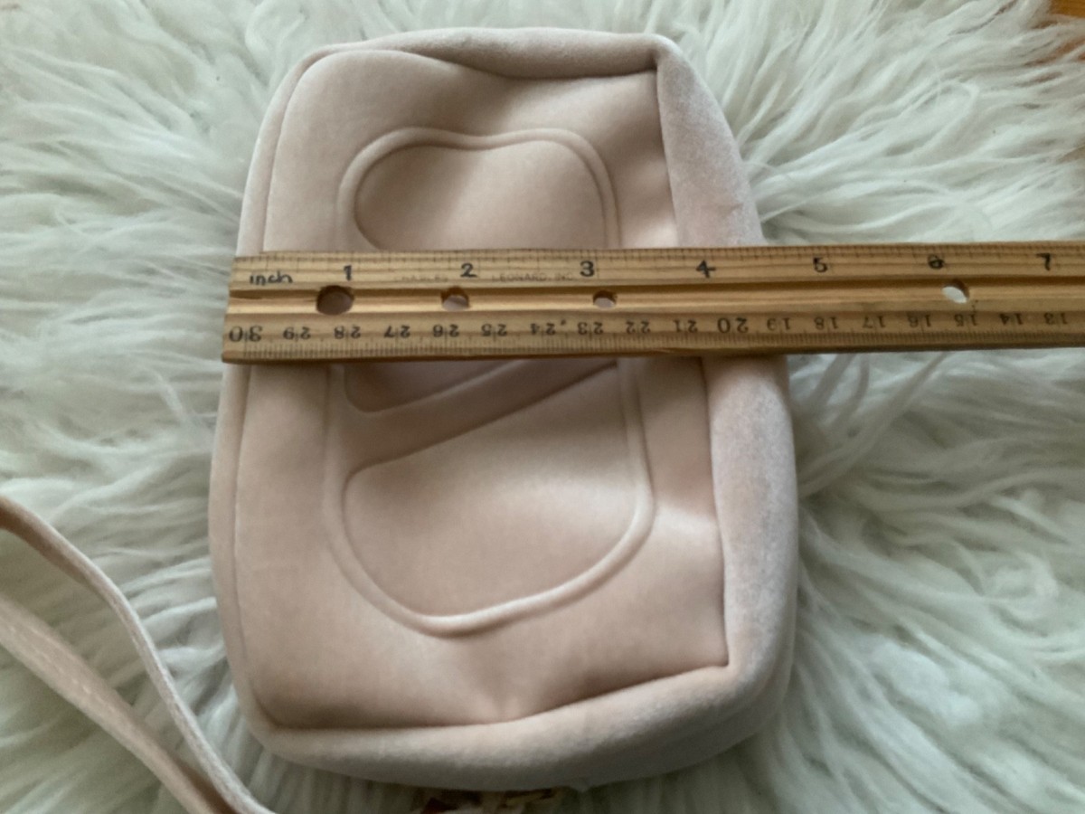 VALENTINO BEAUTY Small Tan Velvet Pouch Makeup Wristlet Travel Bag