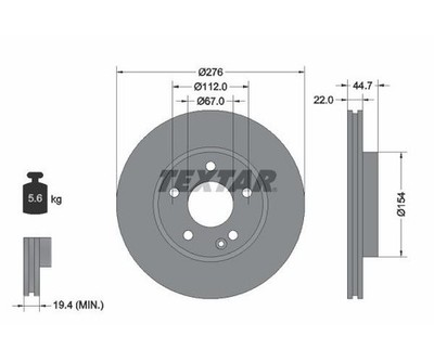 2pcs Brake Disc Pro Textar 92131903 for Mercedes-Benz