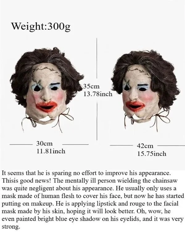 Máscara facial de cuero de Halloween Texas Motosierra Asesino Juegos con disfraces Látex Terror Fiesta Diversión Foto 4 de 4
