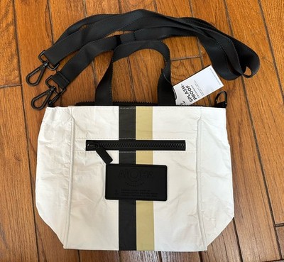 Aloha Collection Le Voyager Crossbody Lux Purse Bag White Black Tan Stripe NWT